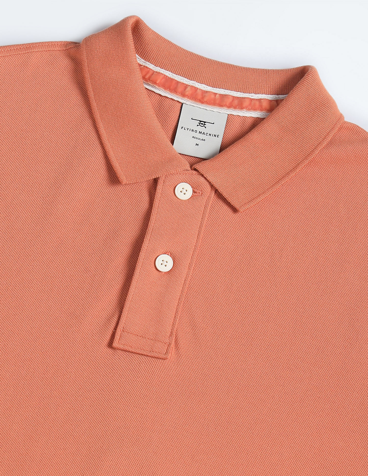 Flying Machine Solid Cotton Polo Shirt