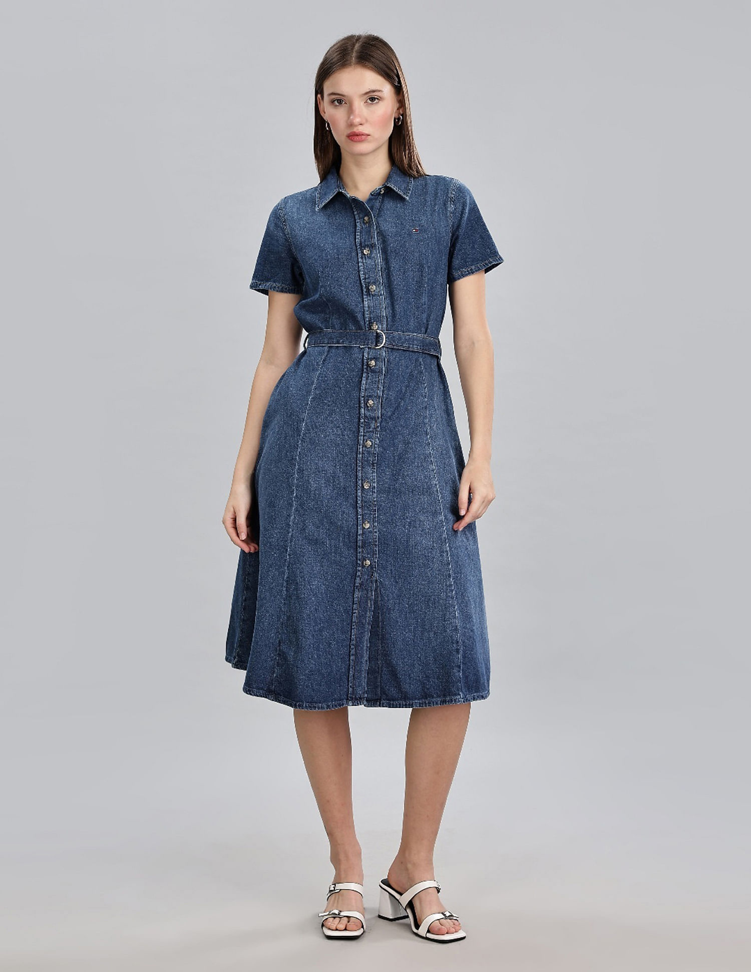 Tommy Hilfiger Cotton Spread Collar Denim Dress