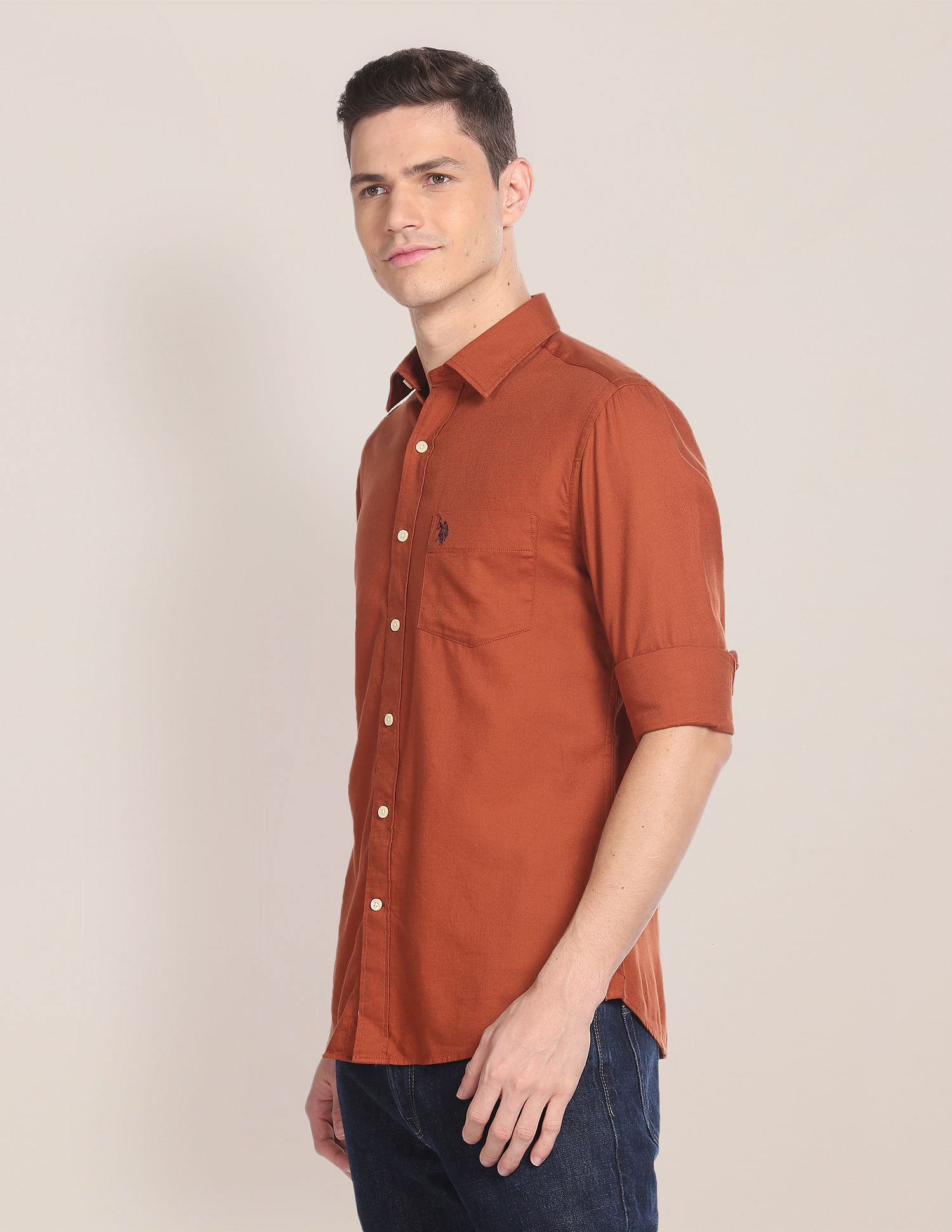 U.S. Polo Assn. Solid Dobby Tailored Shirt