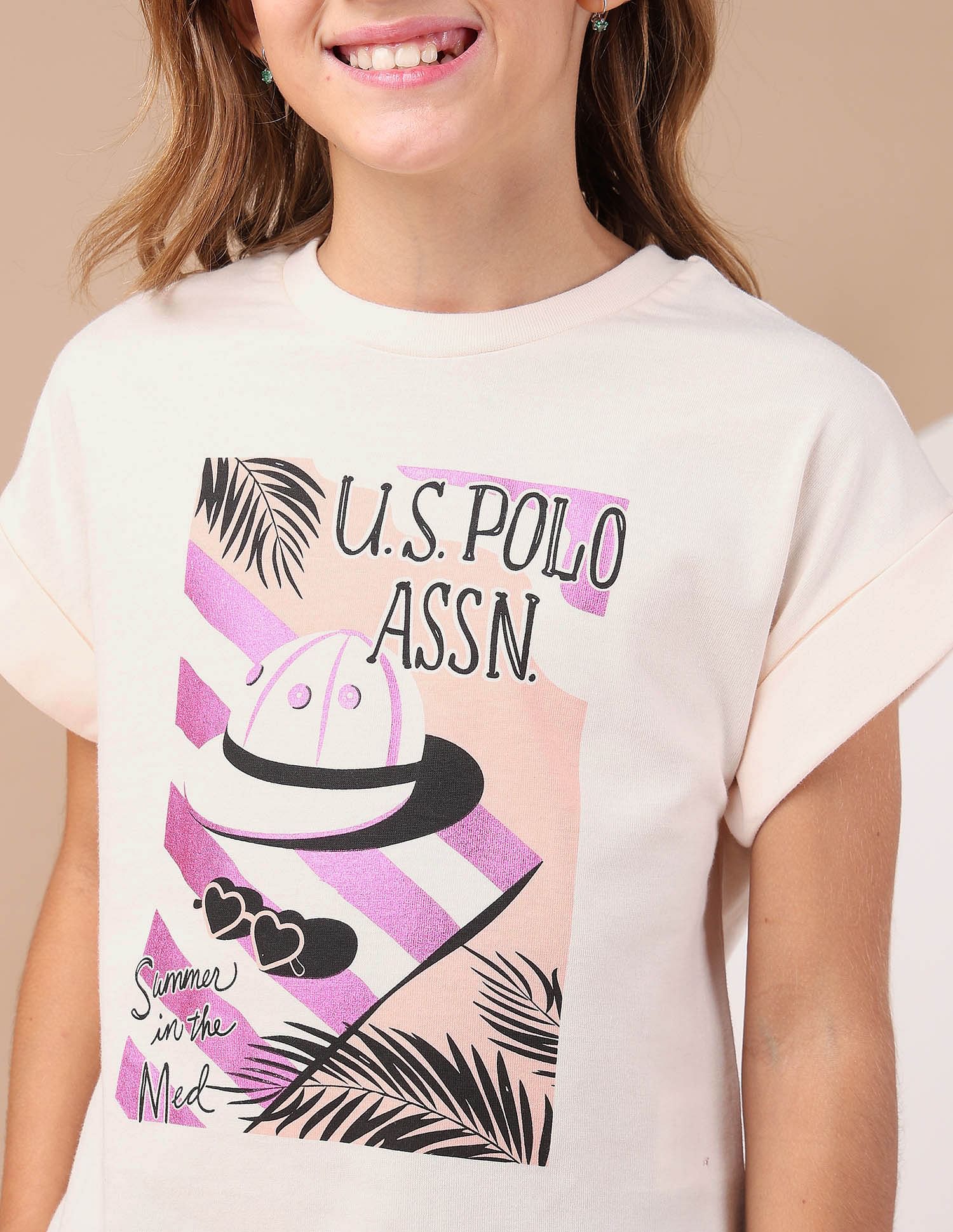 U.S. Polo Assn. Kids Girls Resort Graphic Cotton T-Shirt