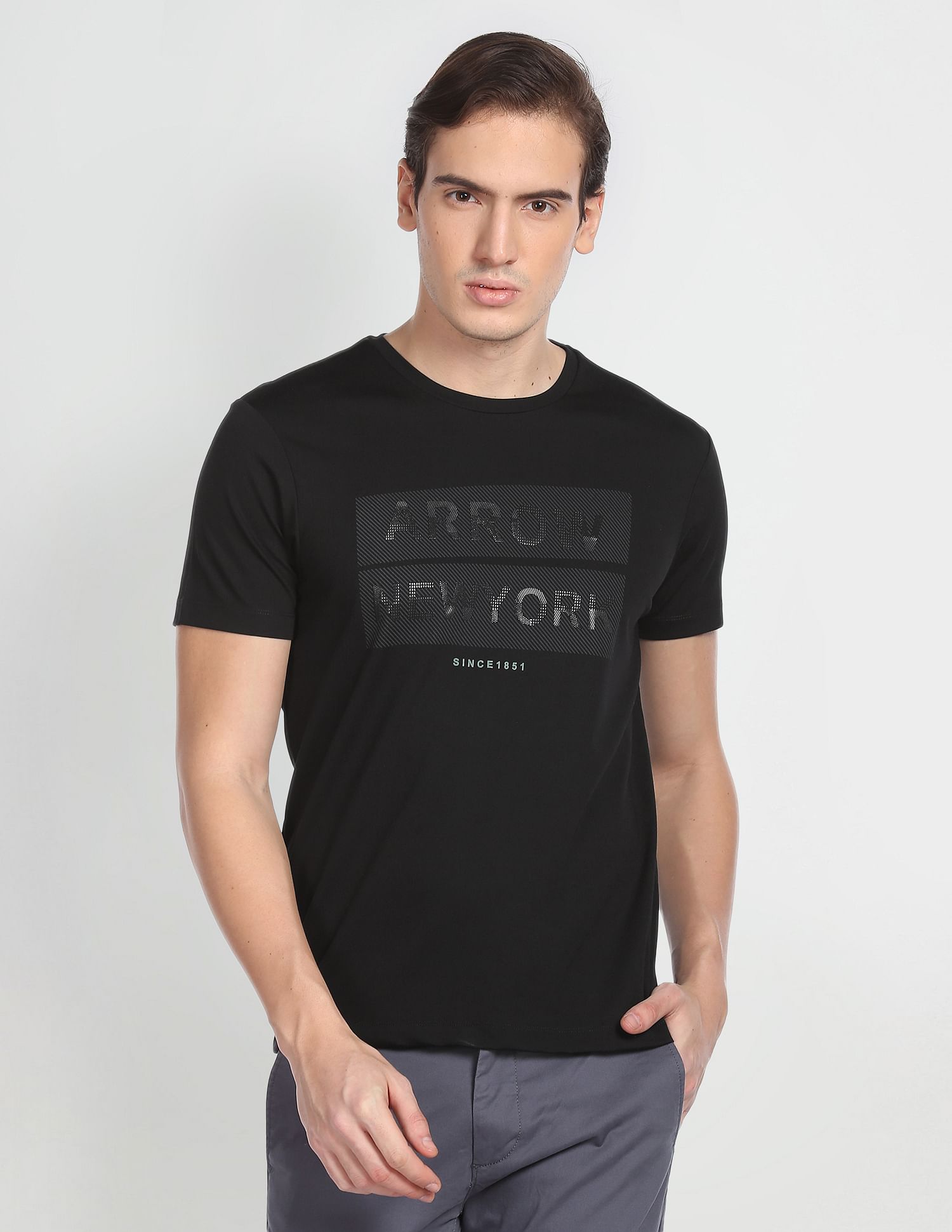 Arrow Newyork Silicone Print Crew Neck T-Shirt