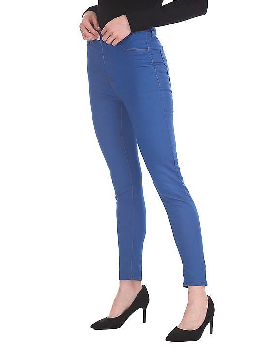 Women's Blue Solid Jeggings