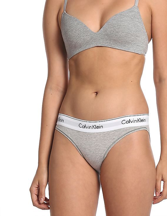 Buy Calvin Klein Underwear Women Grey Contrast Waistband Heathered Bikini  Panty 