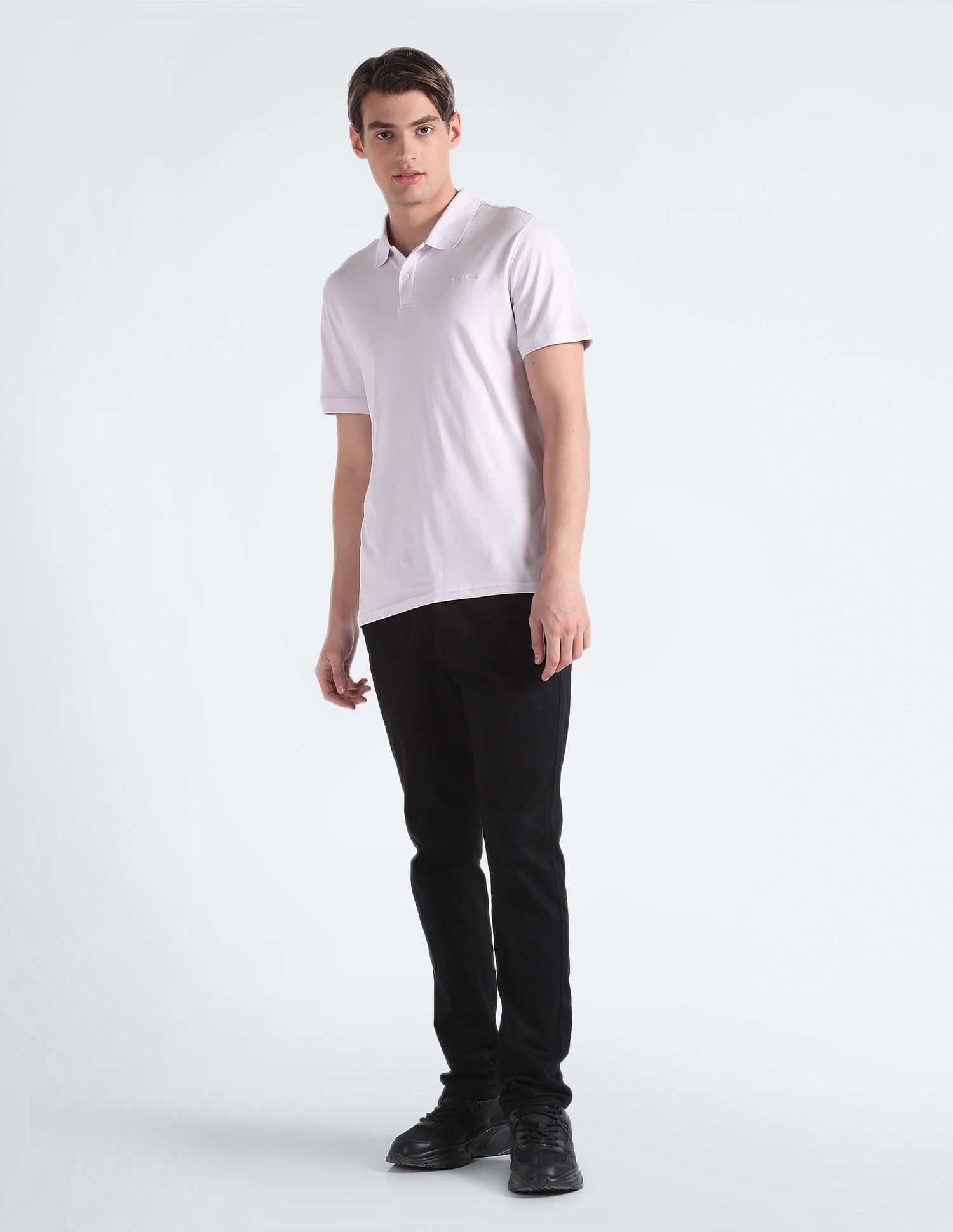 Calvin Klein Solid Cotton Liquid Polo Shirt