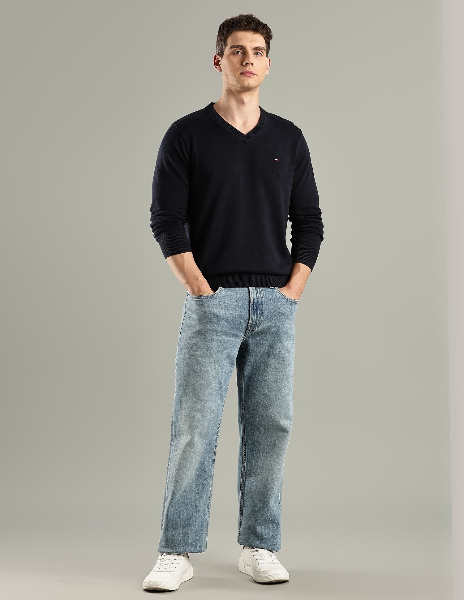 Tommy Hilfiger Solid Regular-Fit Cotton Sweater