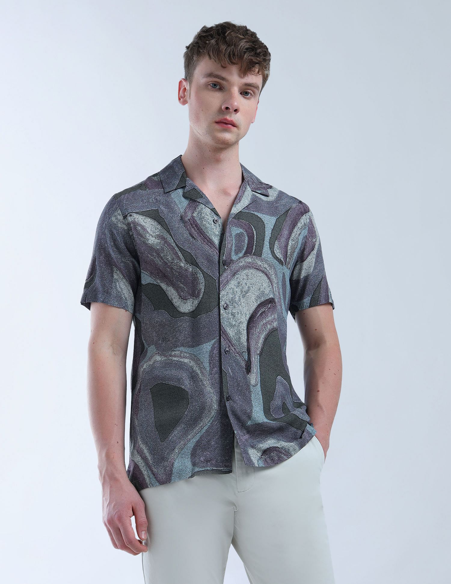 Flying Machine Abstract Printed Color Of Home Shirt