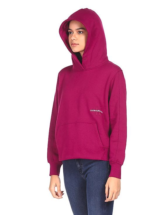 Buy Calvin Klein Women Magenta Long Sleeve Hood Sweatshirt