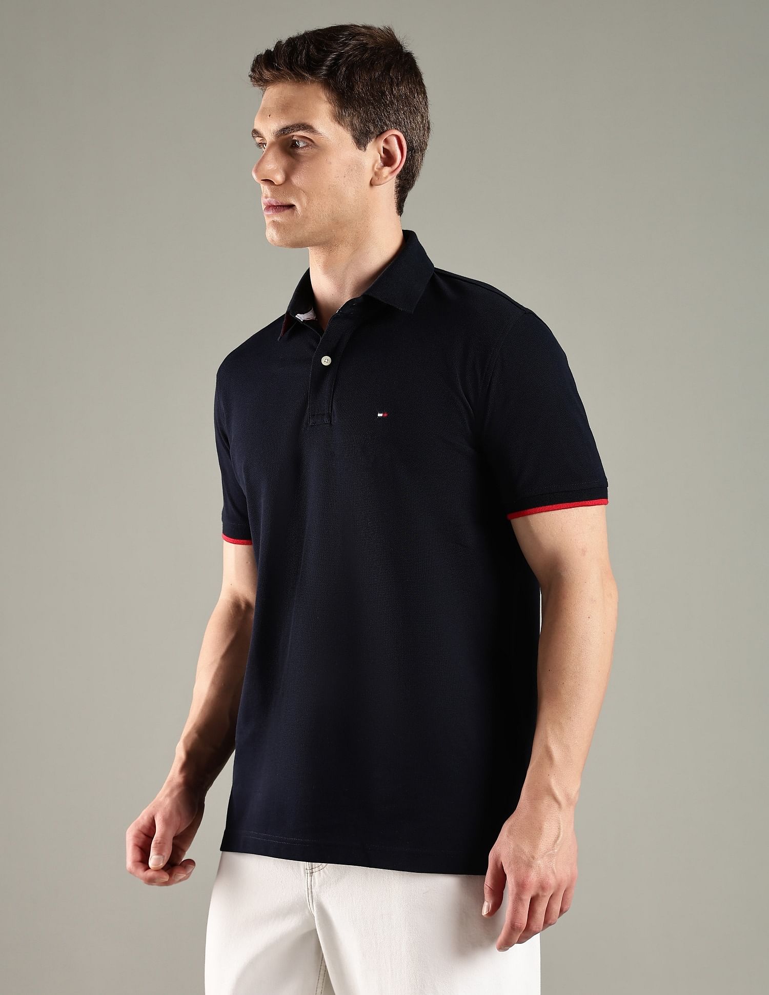 Tommy Hilfiger Solid Regular Fit Cotton Polo T-Shirt