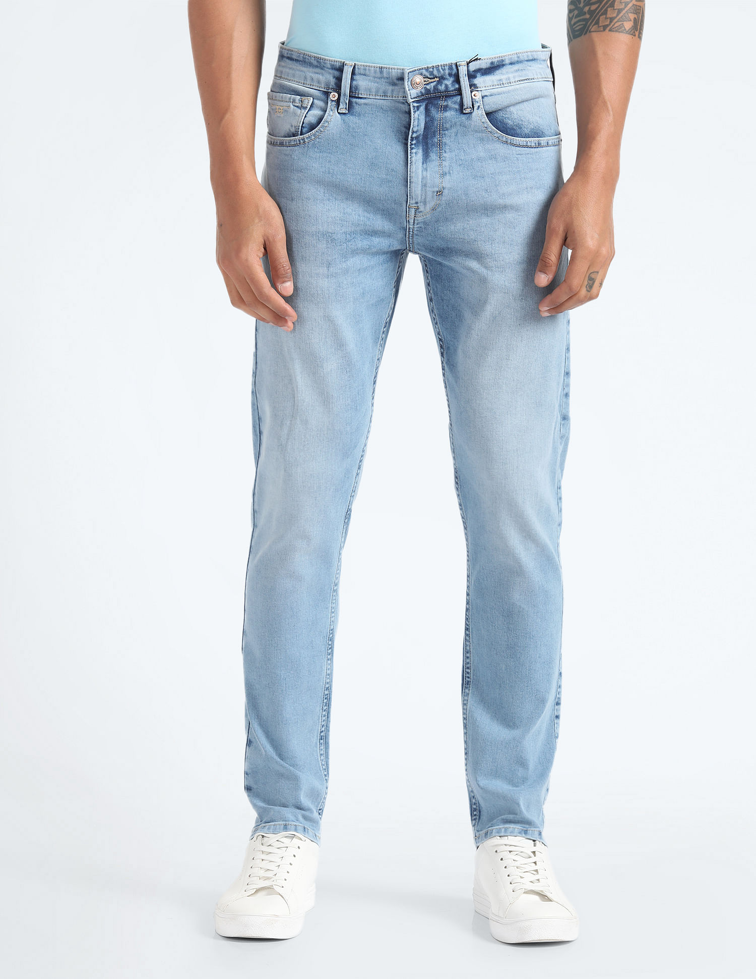 Flying Machine Slash Slim Tapered Stone Wash Jeans