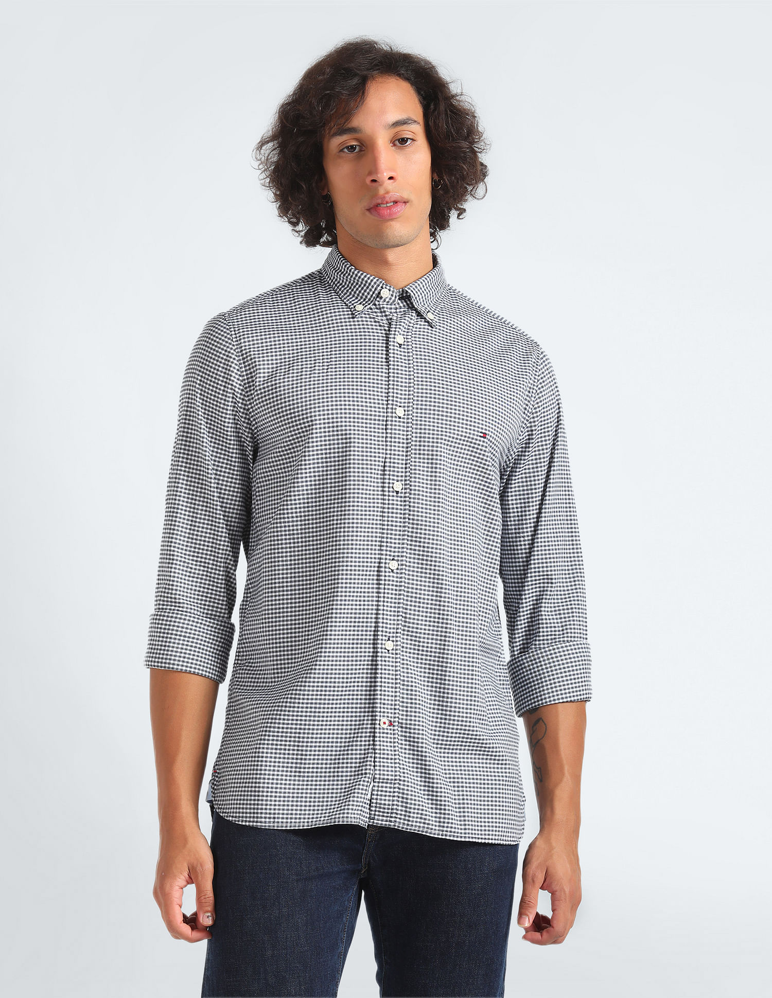 Tommy Hilfiger Textured Gingham Flex Slim Shirt