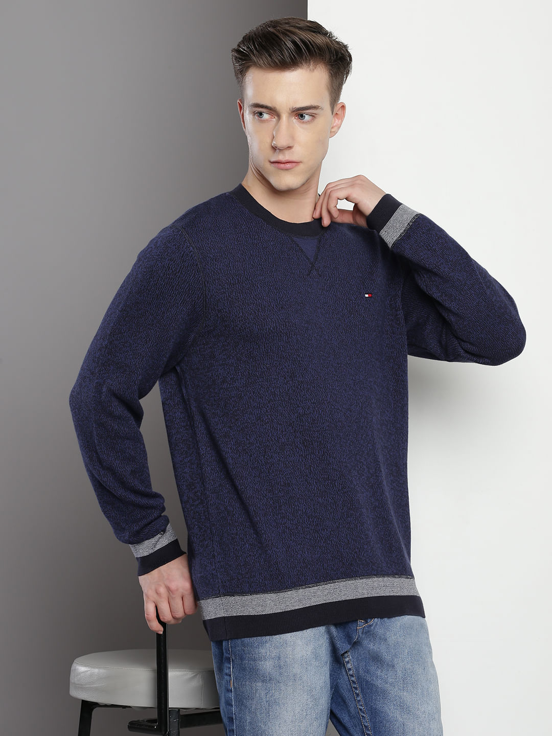 Tommy Hilfiger Striped Hem Cotton Sweater