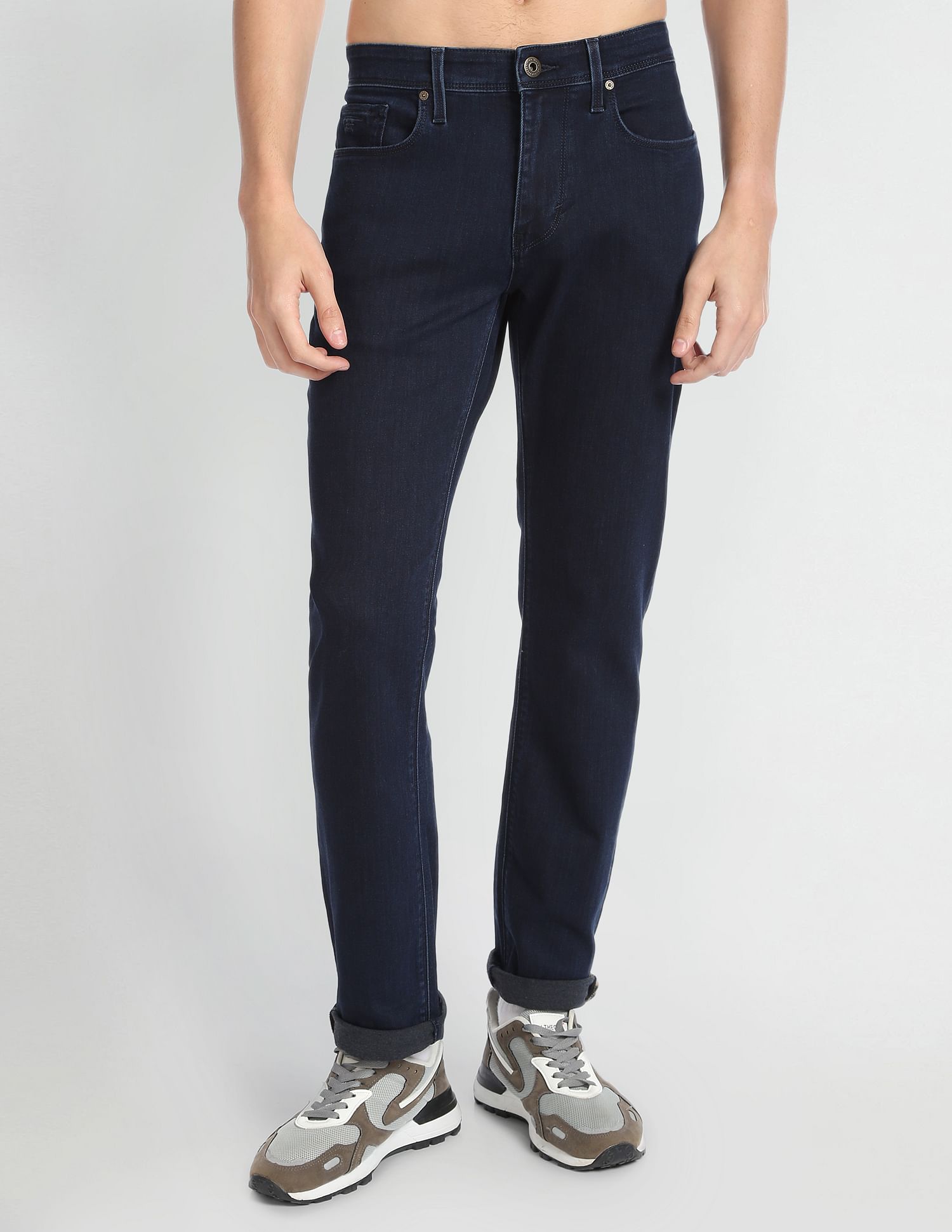 Flying Machine Freddie Slim Straight Fit Dark Wash Jeans