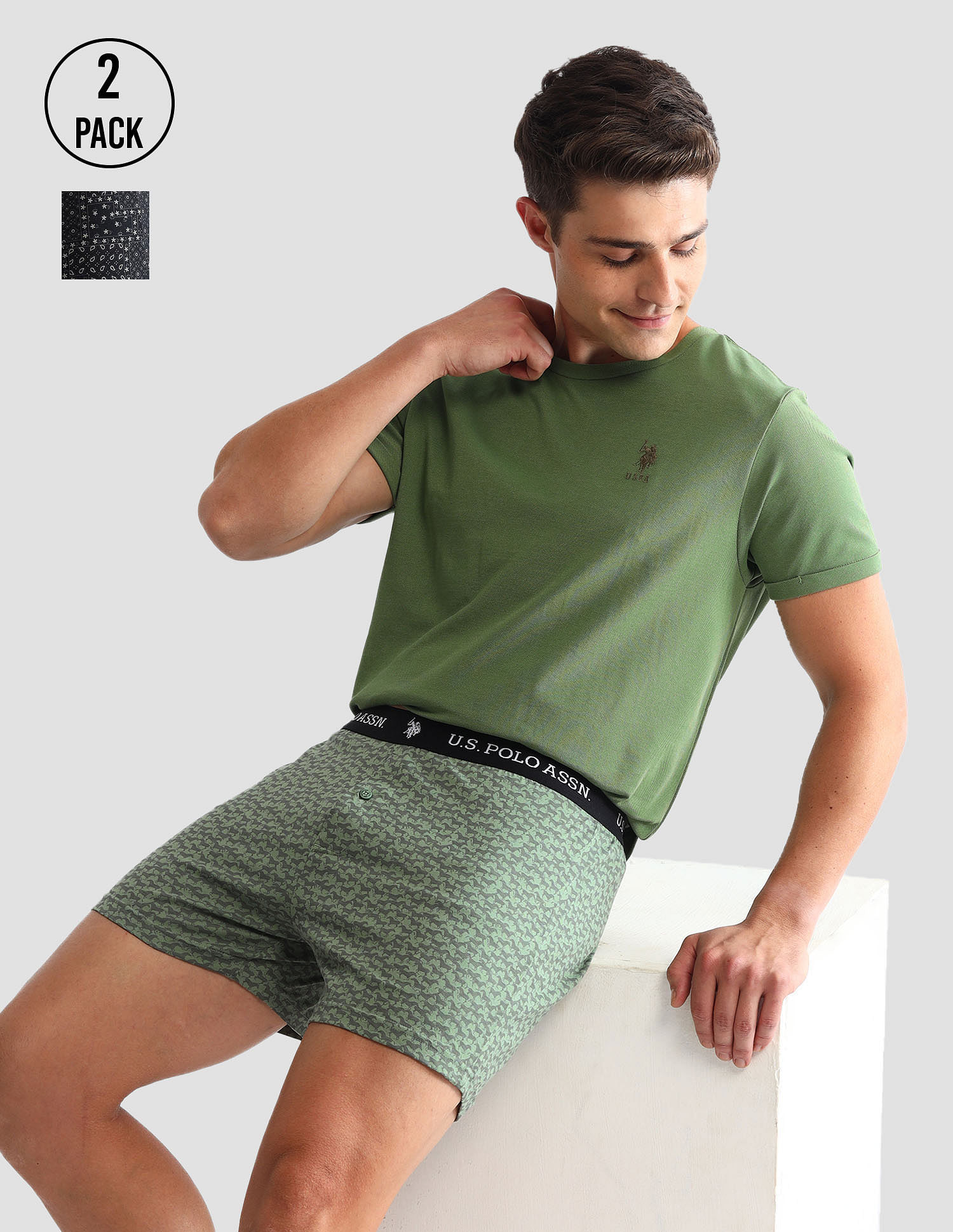 USPA Innerwear Printed Cotton OEX09 Boxers - Pack Of 2