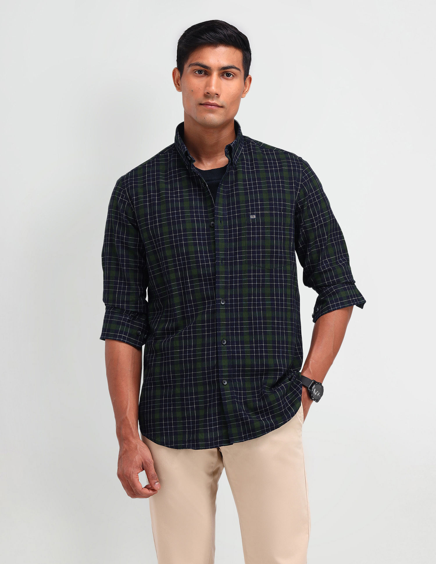 Arrow Sport Manhattan Slim Plaid Checked Shirt