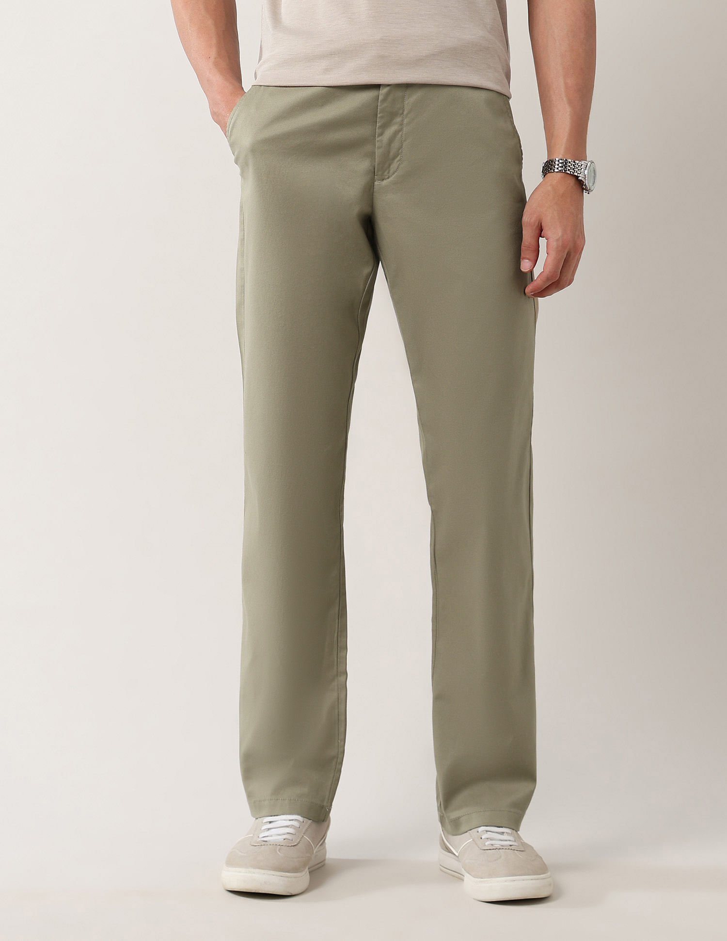 Arrow Sport Solid Dobby Autopress Flx Trousers