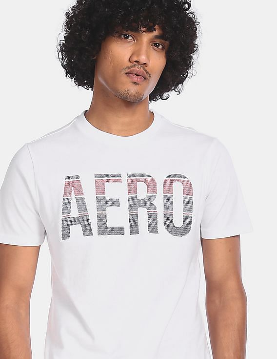 Buy Aeropostale Men Light Green Cotton Brand Print T-Shirt - NNNOW.com