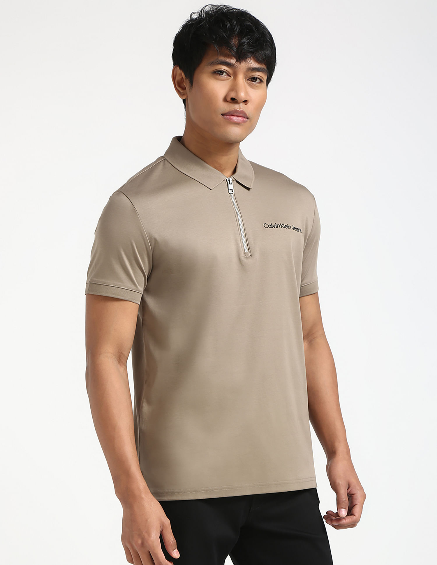 Calvin Klein Regular Half Zip Cotton Polo Shirt