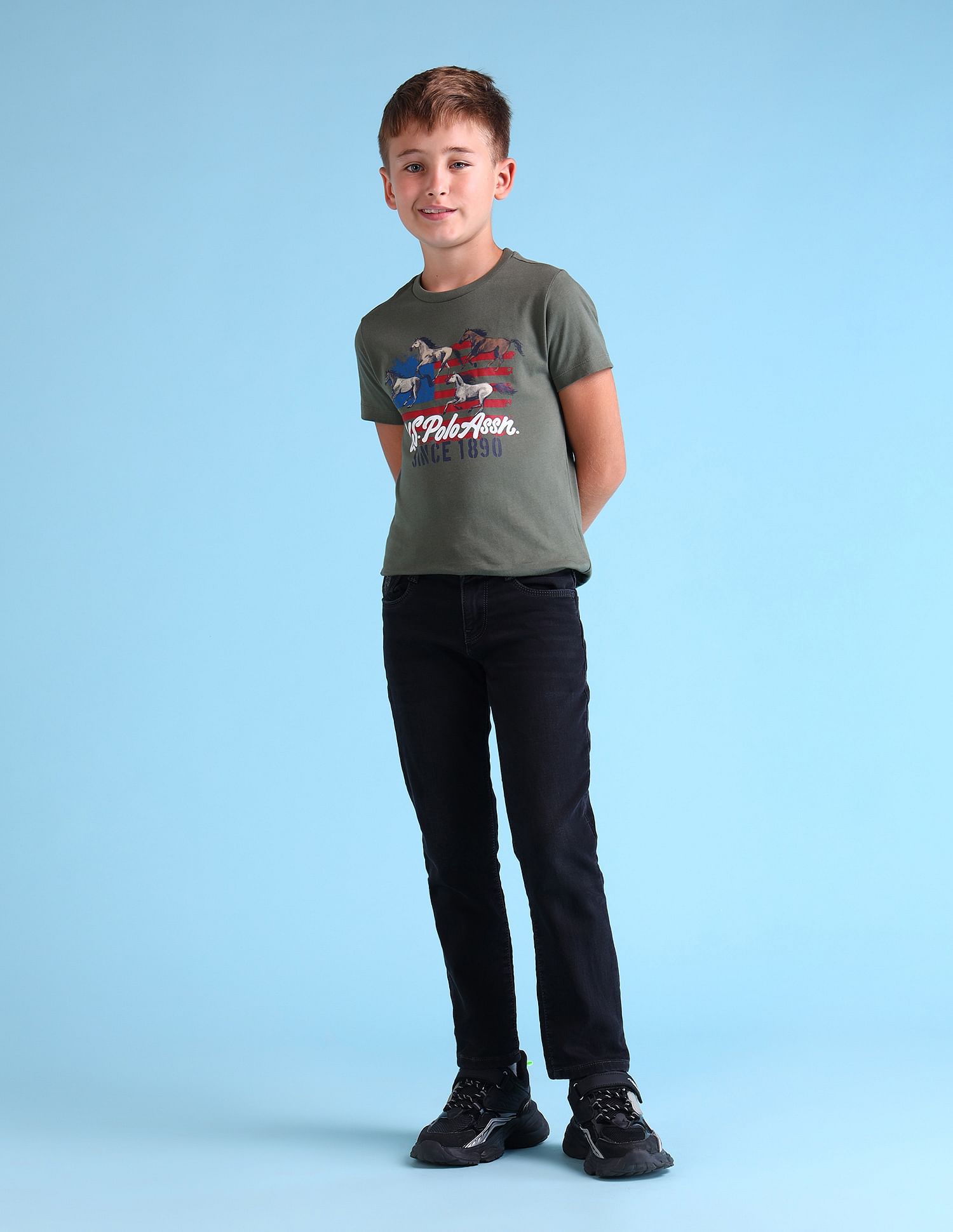 U.S. Polo Assn. Kids Boys Slim Fit Black Jeans