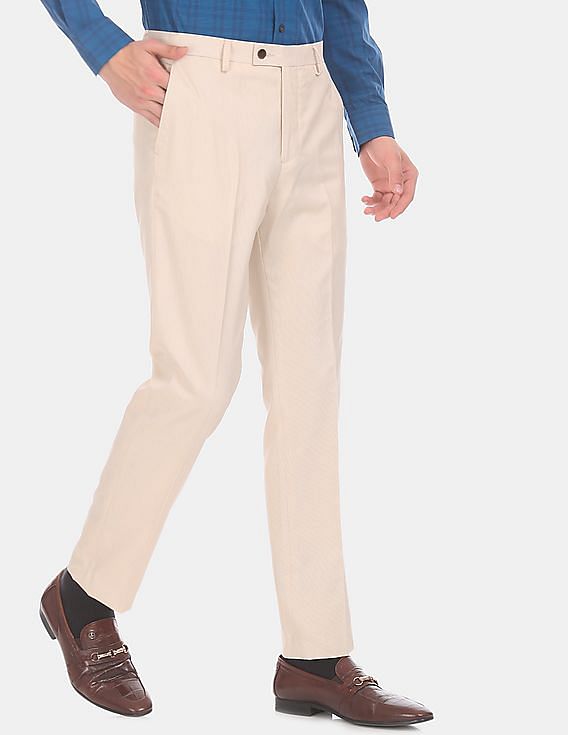 Cotton Handloom Tapered Formal Pants - Ivory