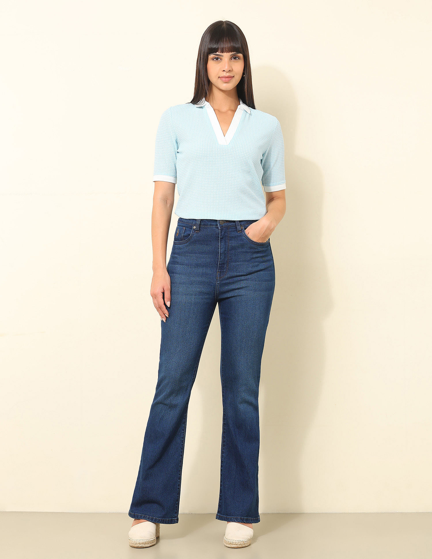 U.S. Polo Assn. Women Regular Fit Textured Polo Shirt