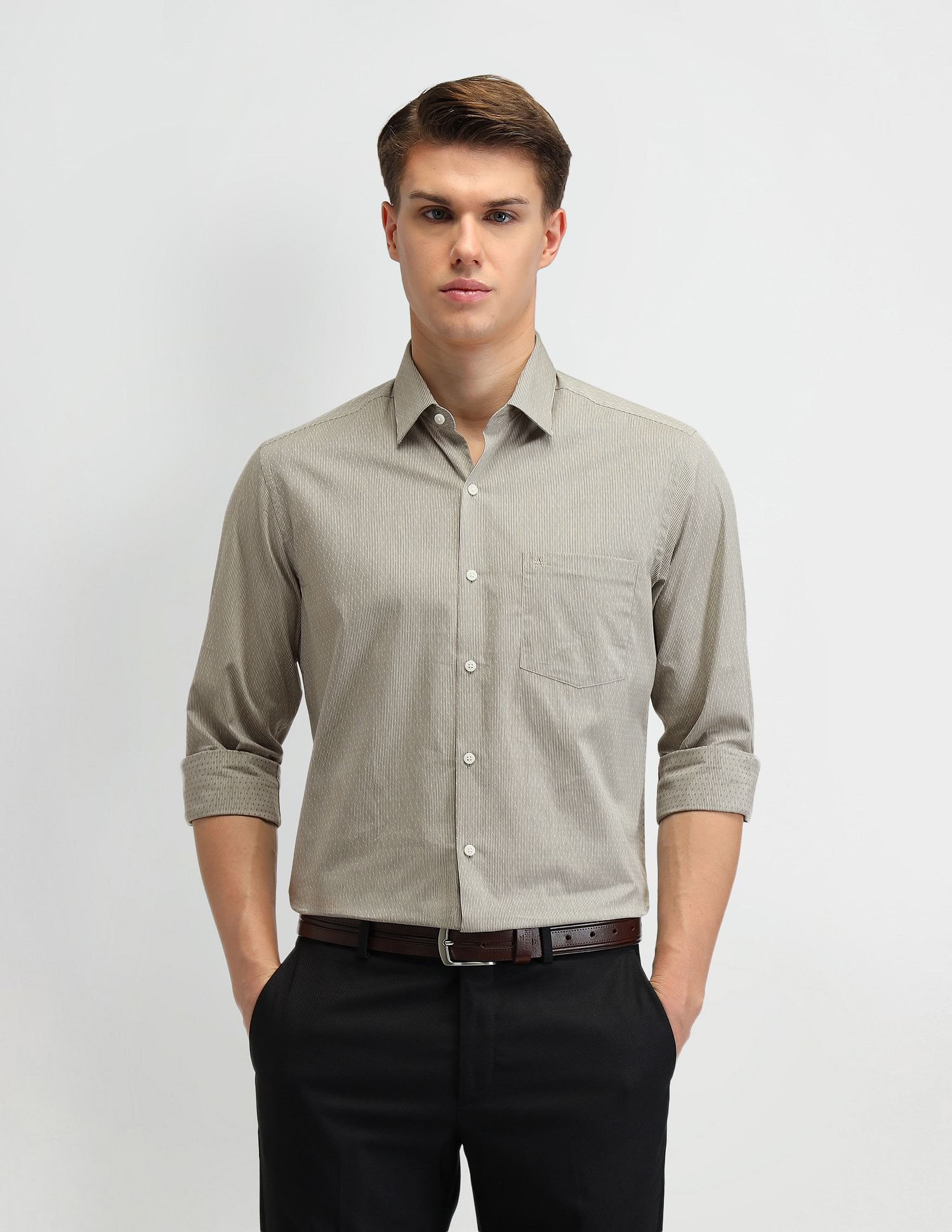 Arrow Vertical Striped Manhattan Slim Fit Shirt