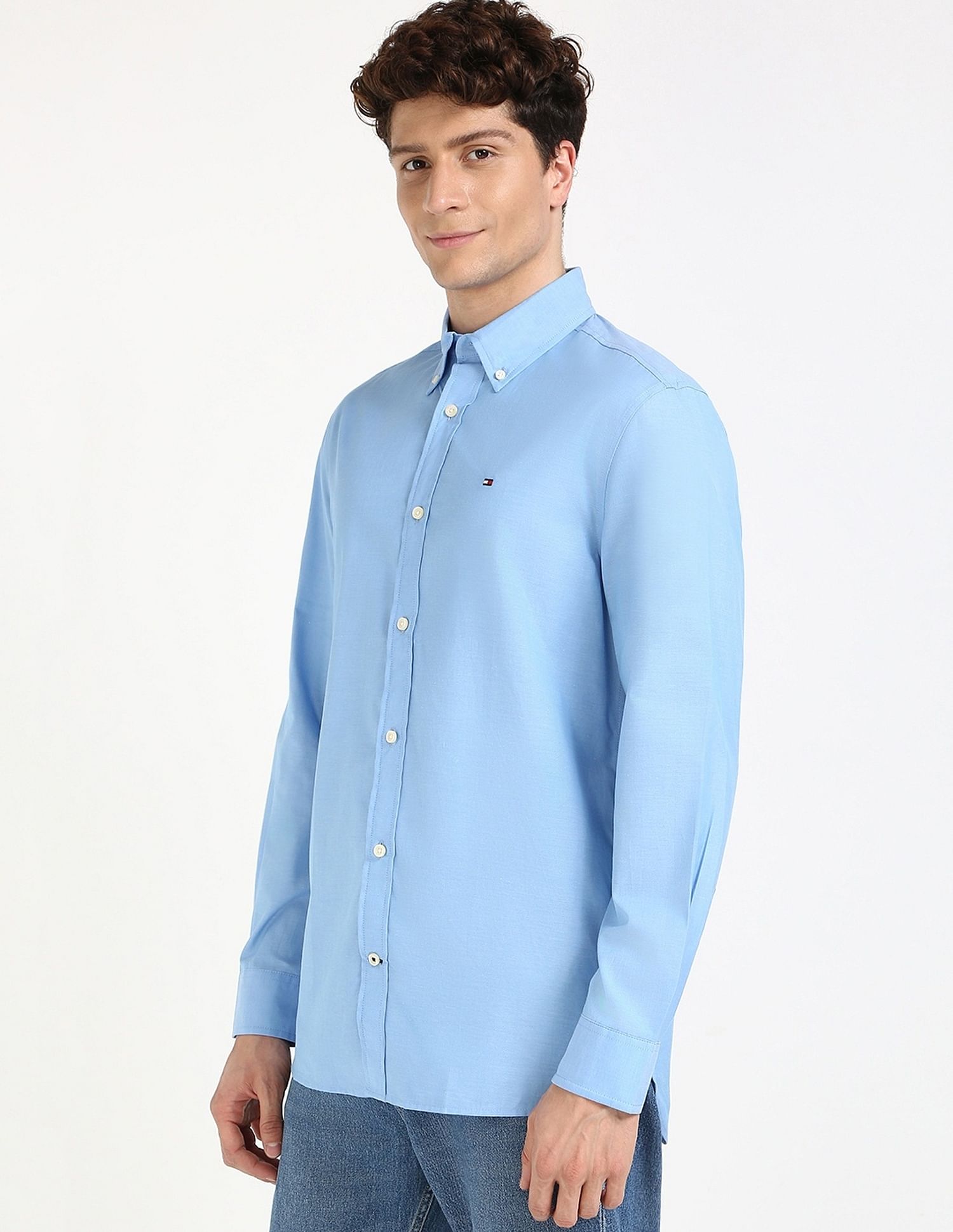 Tommy Hilfiger Solid Regular-Fit Cotton Shirt