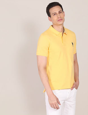 U S Polo Assn Ribbed Collar Solid Polo Shirt