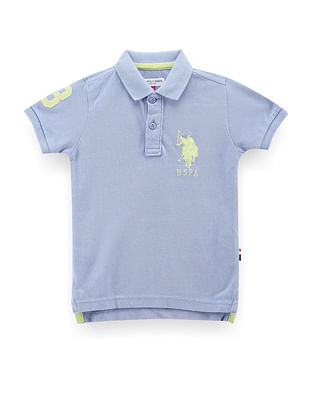 U S Polo Assn Kids Boys Numeric Applique Solid Polo Shirt