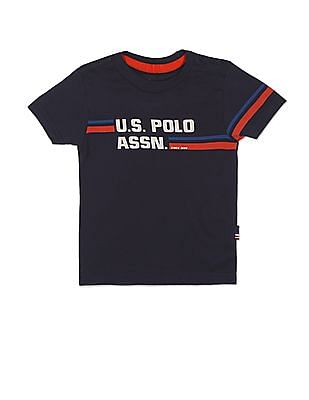 U S Polo Assn Kids Boys Navy Crew Neck Brand Print T-Shirt