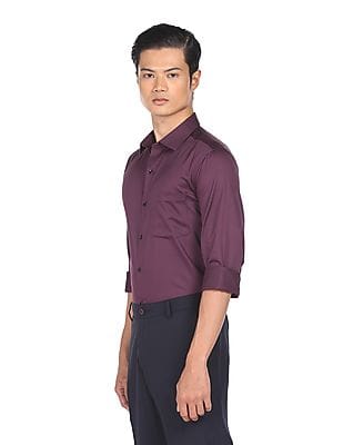 Buy Arrow Men Purple Spread Collar 