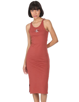 Calvin Klein Jeans Women Rust Sleeveless Tank Dress