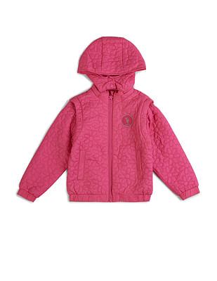 U.S. Polo Assn. Kids Girls Detachable Hood And Sleeve Jacket