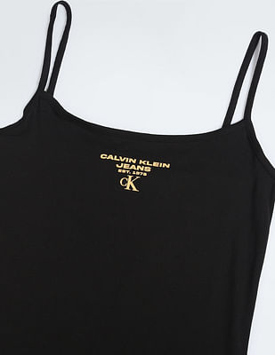 Buy Calvin Klein Jeans Women Black Stacked Logo Strappy A-line Dress -  NNNOW.com