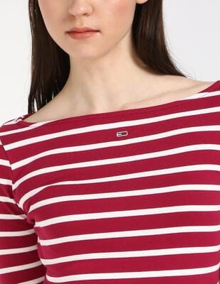 Buy Tommy Hilfiger Womens Red Horizontal Striped Top - NNNOW.com