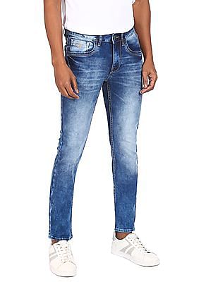 Flying Machine Men Blue Washed Jackson Skinny Fit Jeans