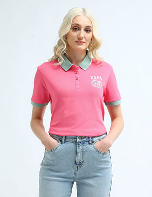 U S Polo Assn Women Relaxed Fit Solid Polo Shirt