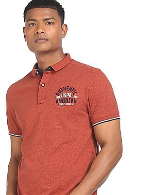 U S Polo Assn Men Red Pique Solid Polo Shirt