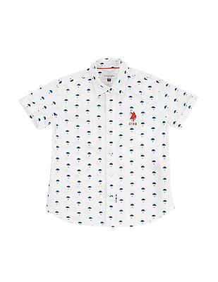 U S Polo Assn Kids Boys Palm Print Shirt