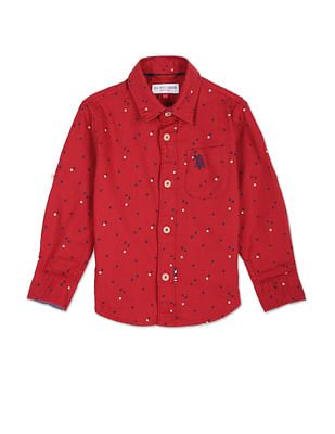 U S Polo Assn Kids Boys Geometric Print Twill Shirt