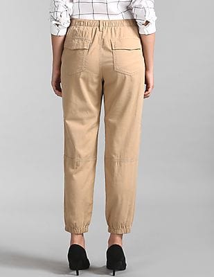 Buy GAP Women Beige Girlfriend Chino Joggers