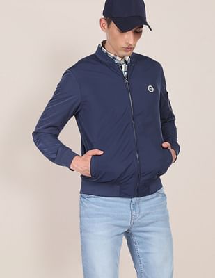 U S Polo Assn Men Navy Stand Collar Solid Casual Jacket