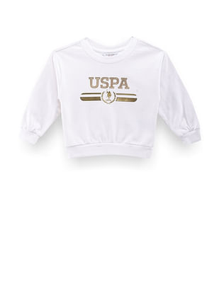 U S Polo Assn Kids Girls Brand Print Sweatshirt