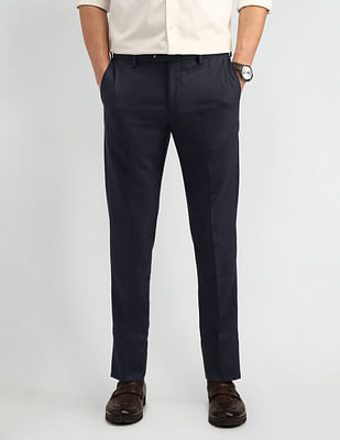 Arrow Solid Dobby Slim Fit Trousers