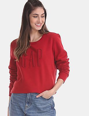 women's red crew neck sweater