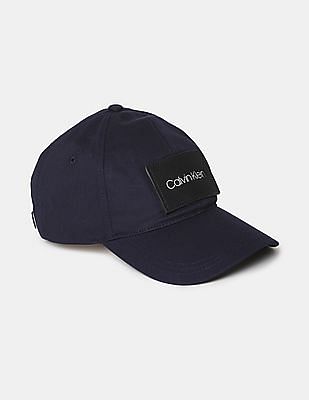 Buy Calvin Klein Men Navy Cotton Patch Leather Twill Cap Baseball