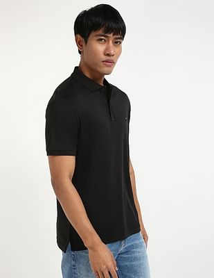 Tommy Hilfiger Mens Black Solid Polo Shirt