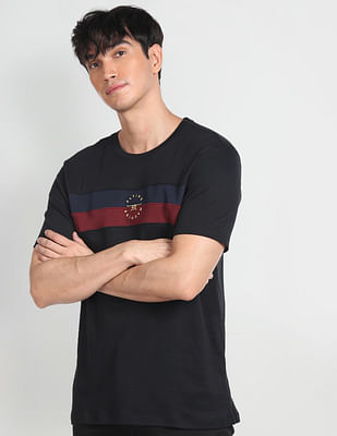 Flying Machine Contrast Panel Round Neck T-Shirt