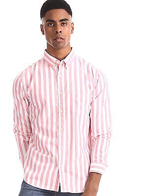 pink button down collar shirt