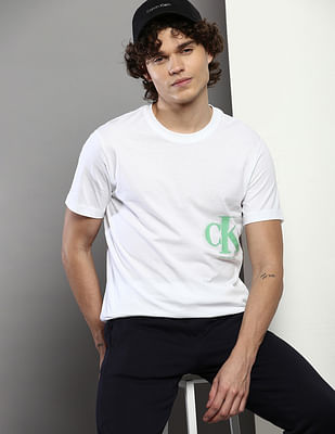Buy Calvin Klein Jeans Men Pure Cotton Brand Logo Printed T Shirt