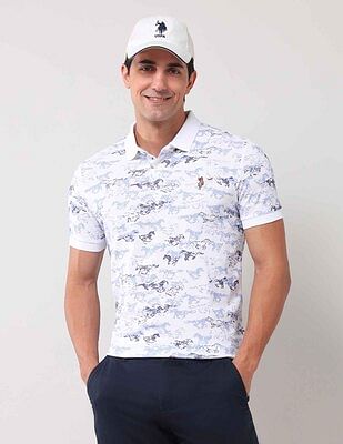 U S Polo Assn Denim Co Abstract Printed Pure Cotton Polo Shirt